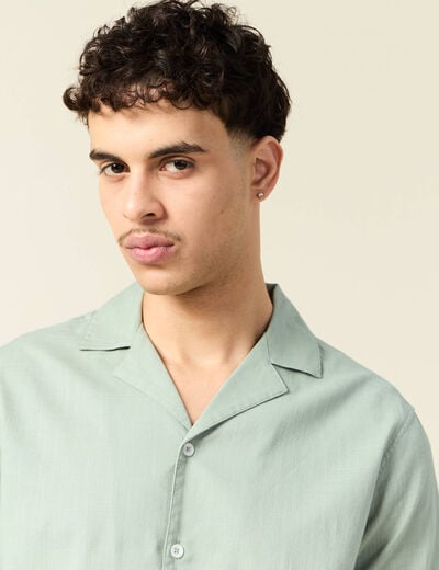 Chemise manches courtes vert olive homme