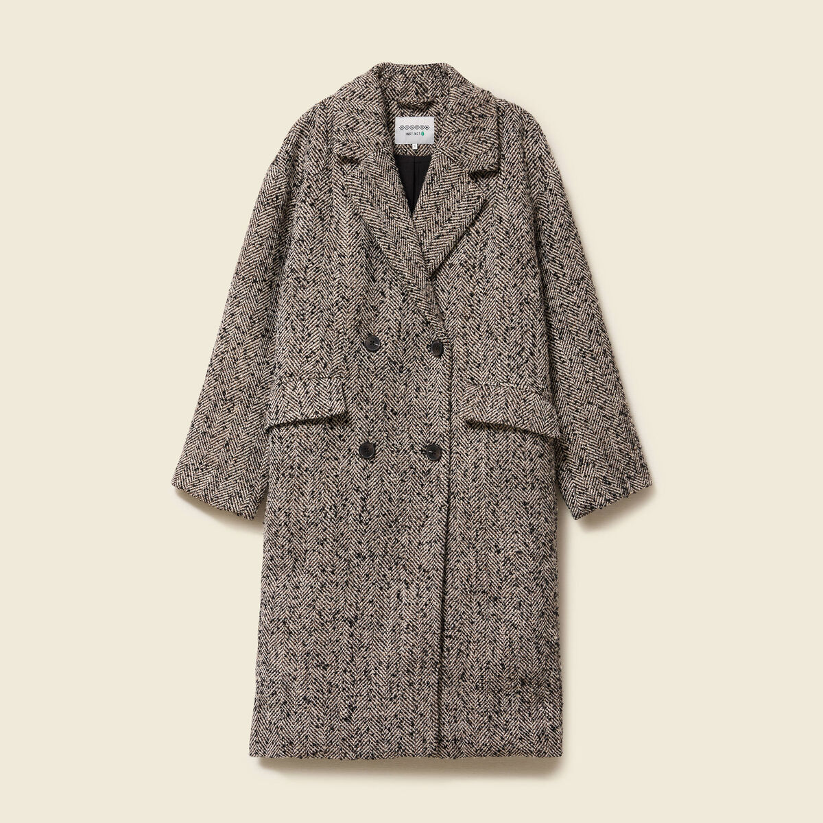 Manteau oversize col montant gris fonc&eacute; femme