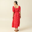 Robe longue &eacute;vas&eacute;e manches courtes rouge femme