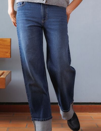 Jeans straight taille standard denim brut femme