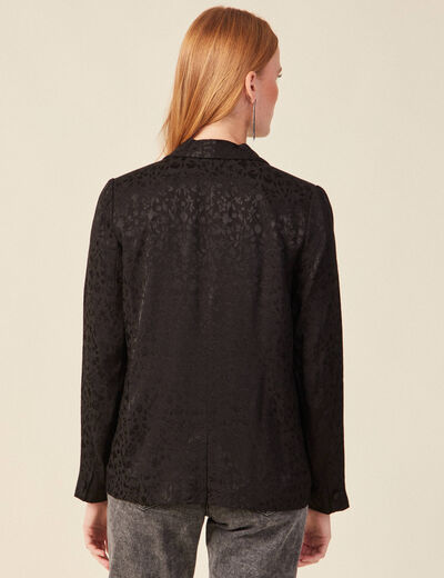 Veste blazer droite satin noir femme