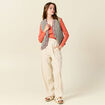 T-shirt manches longues orange corail femme