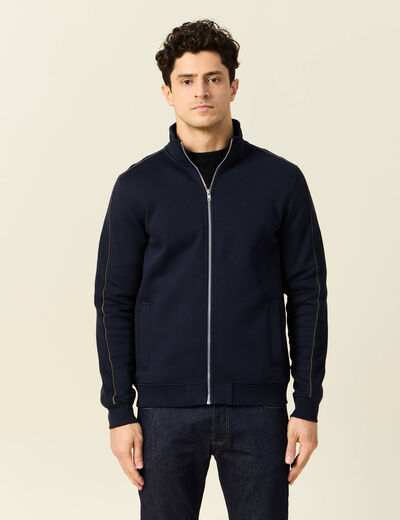 Gilet manches longues zippé bleu marine homme