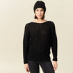 Pull manches longues ajouré noir femme