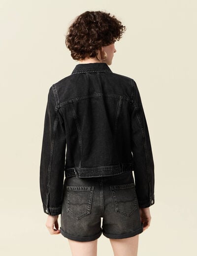 Veste ajustée en jean denim noir femme