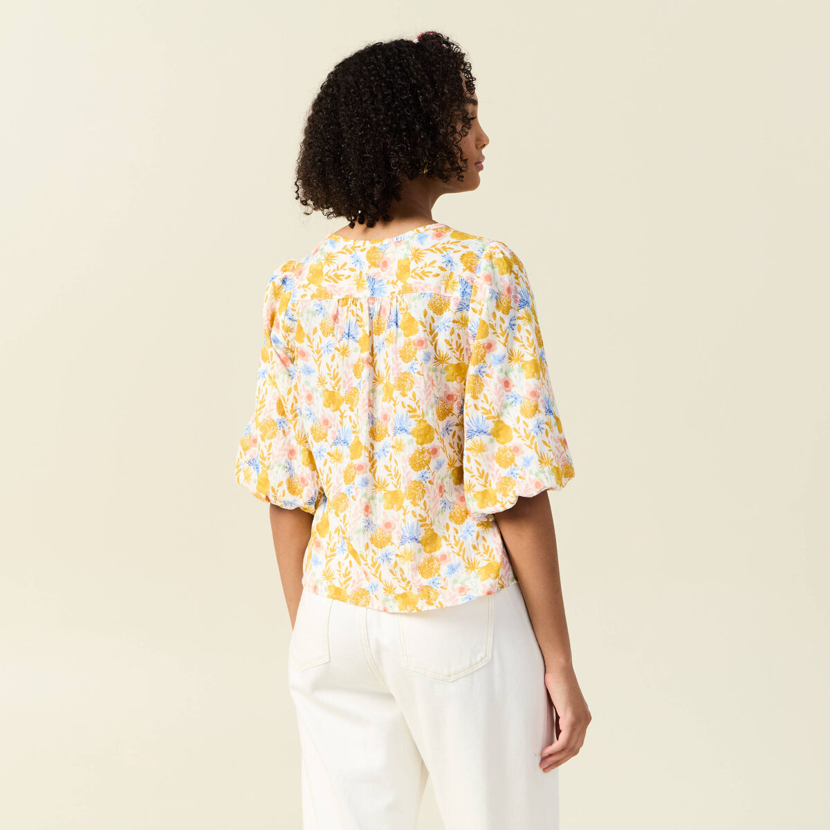 Blouse manches courtes multicolore femme