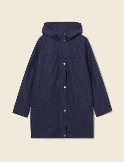 Parka à capuche déperlante bleu foncé femme