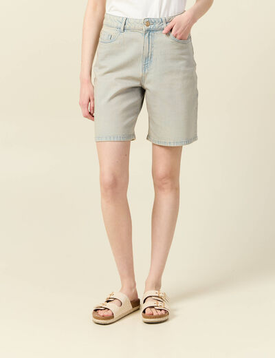 Bermuda droit en jean bleu ciel femme