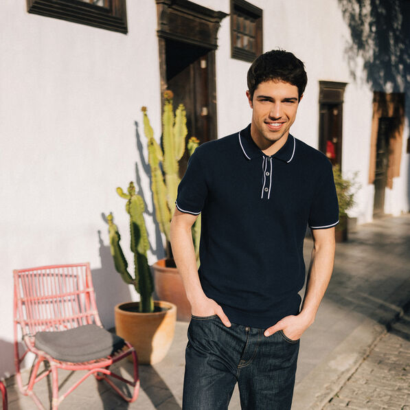 Polo manches courtes bleu marine homme