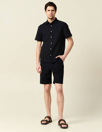 Chemise manches courtes noir homme
