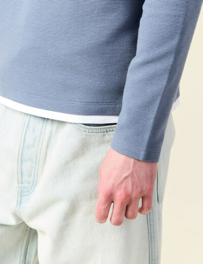 T-shirt manches longues bleu foncé homme