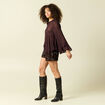 Blouse manches longues col ras de cou marron fonc&eacute; femme
