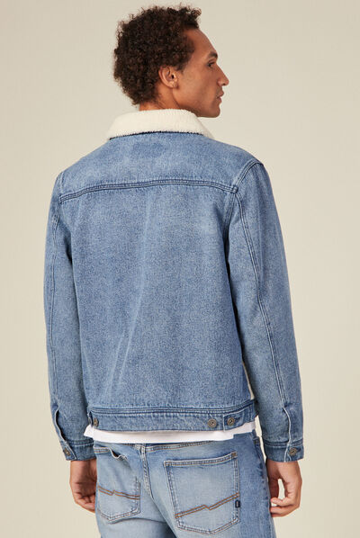 Blouson droit en jean denim stone homme
