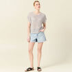Pull crochet manches courtes vert kaki femme