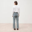 Pantalon large &agrave; pont taille haute denim used femme