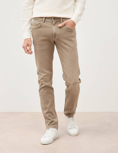 Jeans straight longueur 34 denim denim beige homme