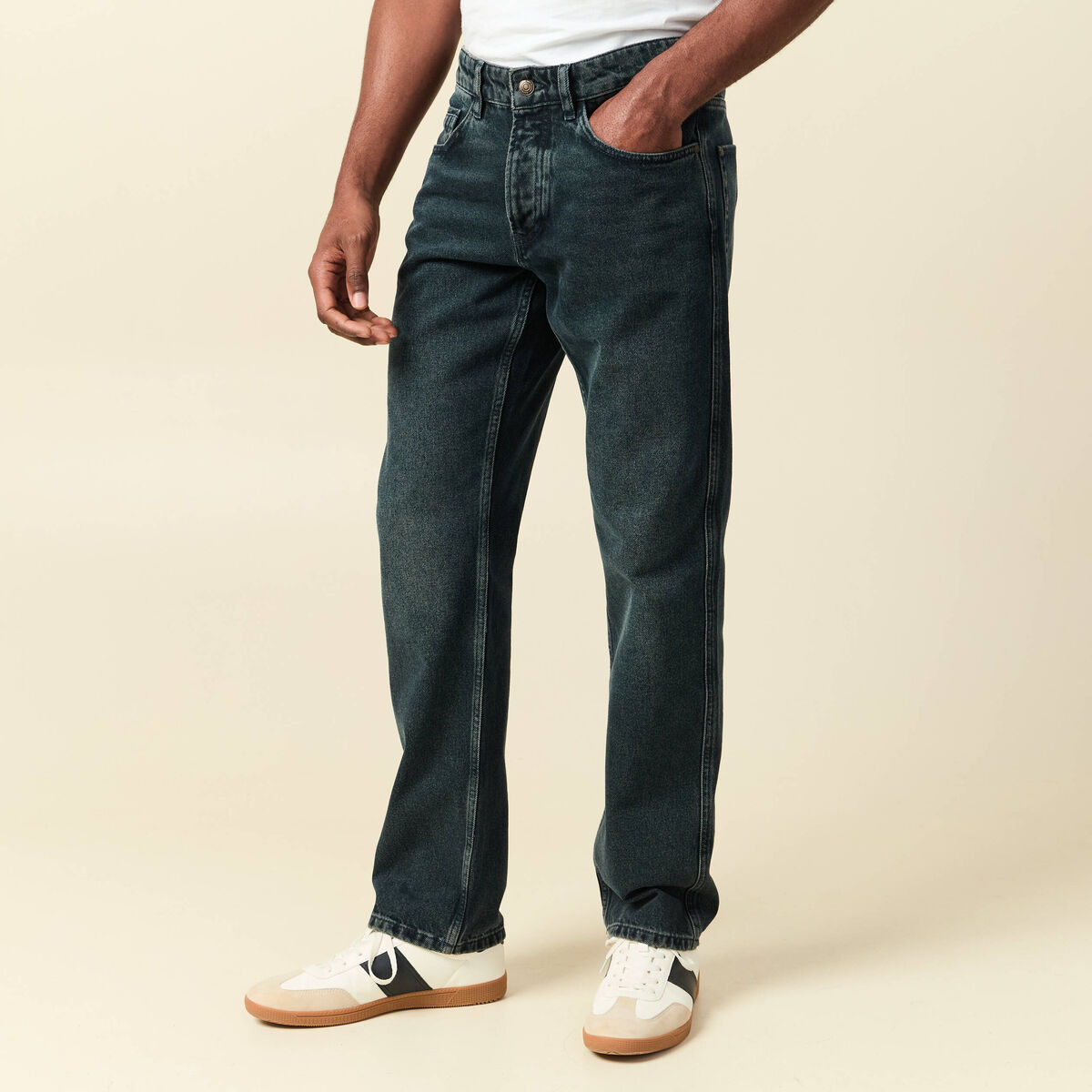 Jeans regular longueur 32 en coton bleu homme