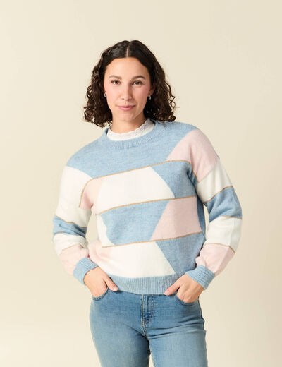 Pull col rond manches longues mauve femme