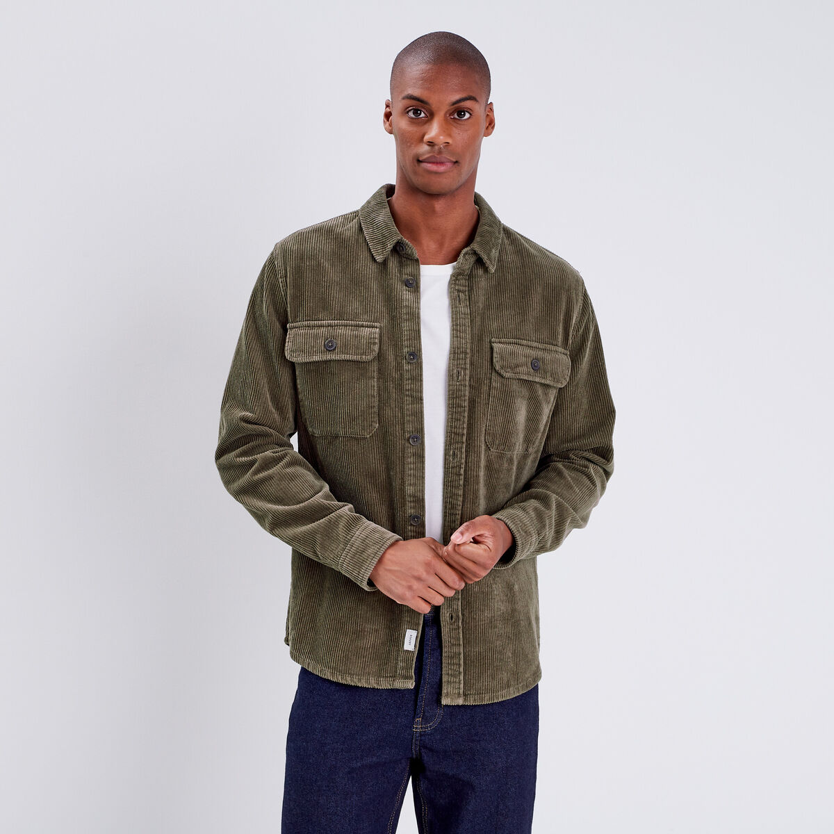 Surchemise manches longues taupe homme