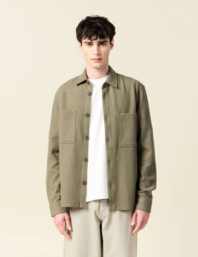 Surchemise manches longues vert kaki homme