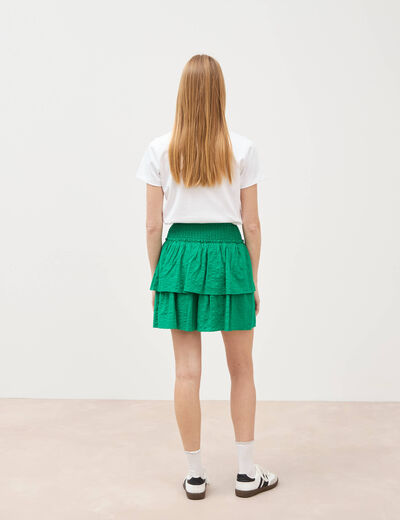 Jupe courte &eacute;vas&eacute;e doubl&eacute;e vert femme