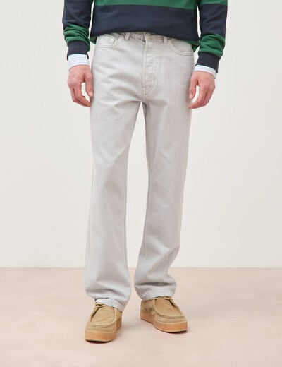 Jeans large longueur 32 en coton denim snow gris homme