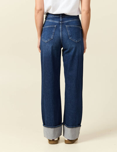 Jeans straight taille haute denim brut femme