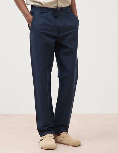 Chino coupe droite longueur 32 bleu marine homme