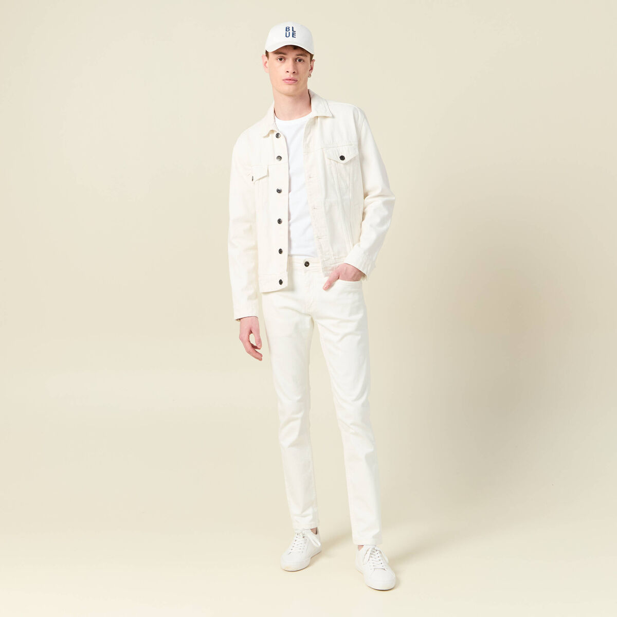 Jeans slim longueur 32 denim blanc homme