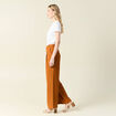 Pantalon large fluide marron femme