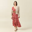 Robe longue droite fluide rouge foncé femme