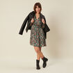 Robe taille marquée à volants noir femme