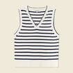 Pull sans manches col en V ecru femme