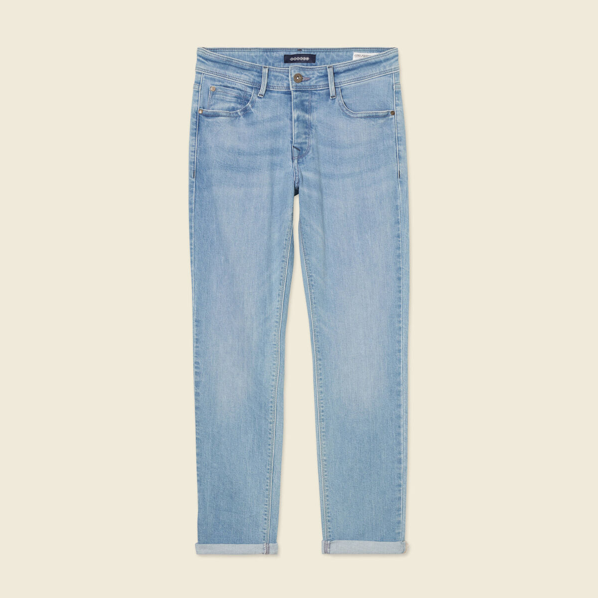 Jeans girlfriend taille haute denim stone femme