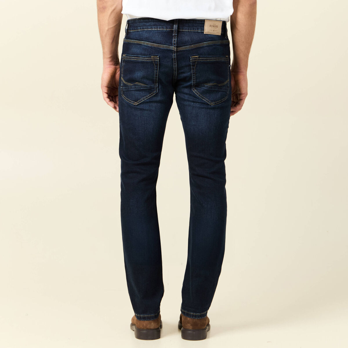 Jeans éco-responsable straight denim brut homme