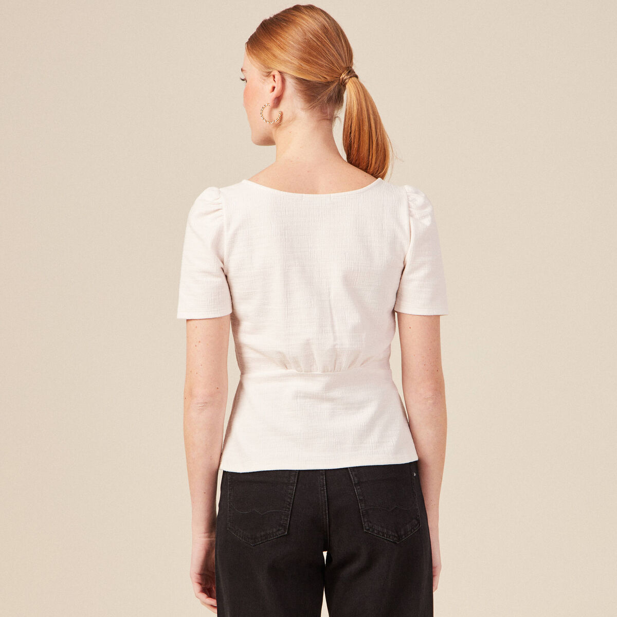 T-shirt manches courtes ecru femme