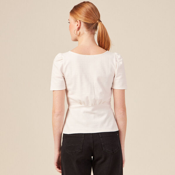 t shirt manches courtes ecru femme T-shirt manches courtes ecru femme