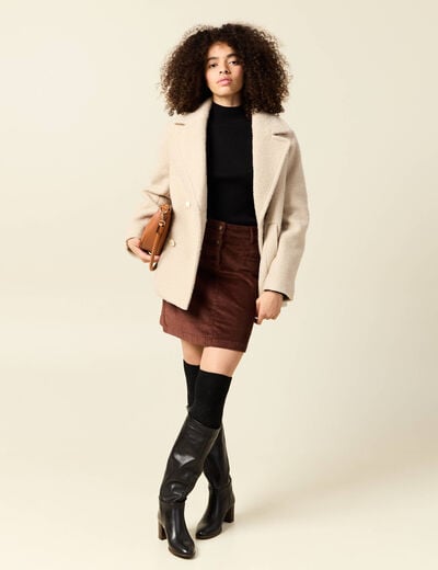 Caban oversize court beige femme