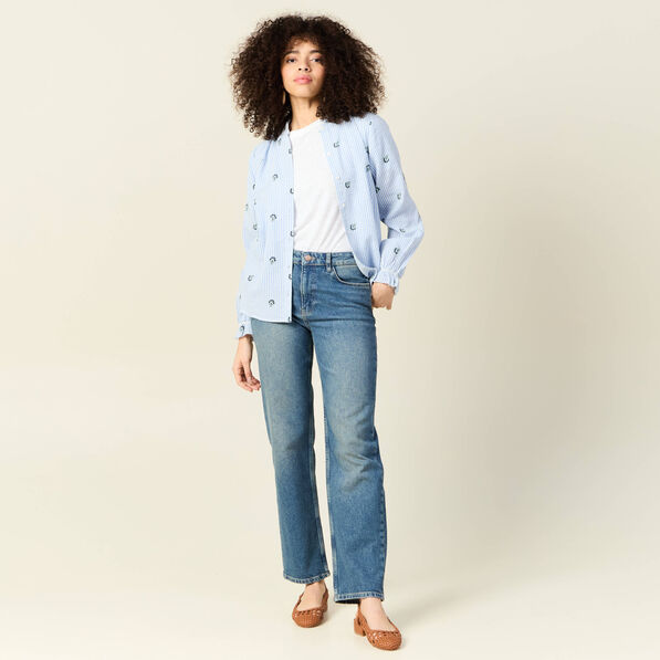 Jeans straight denim dirty femme