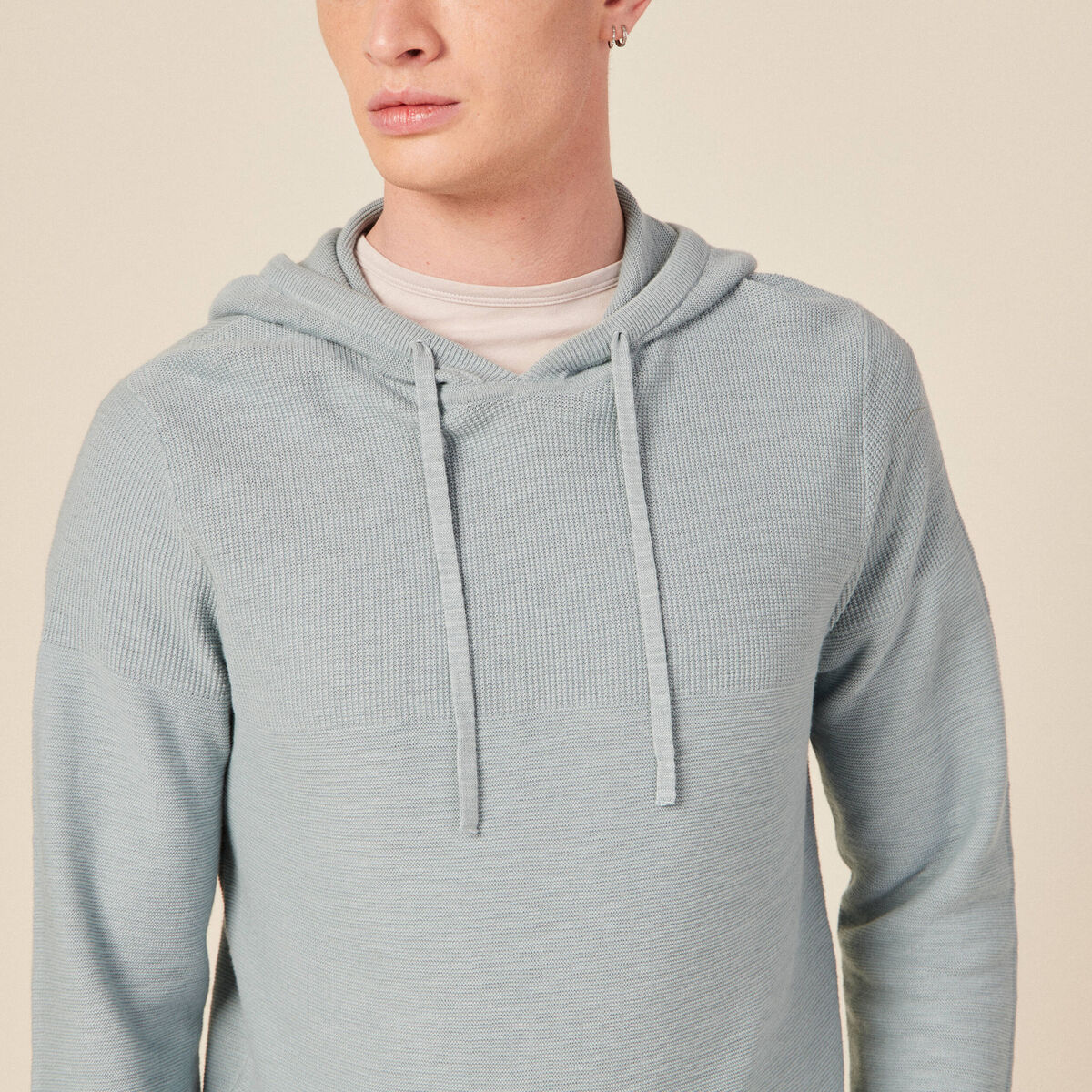 Pull à capuche bleu gris homme
