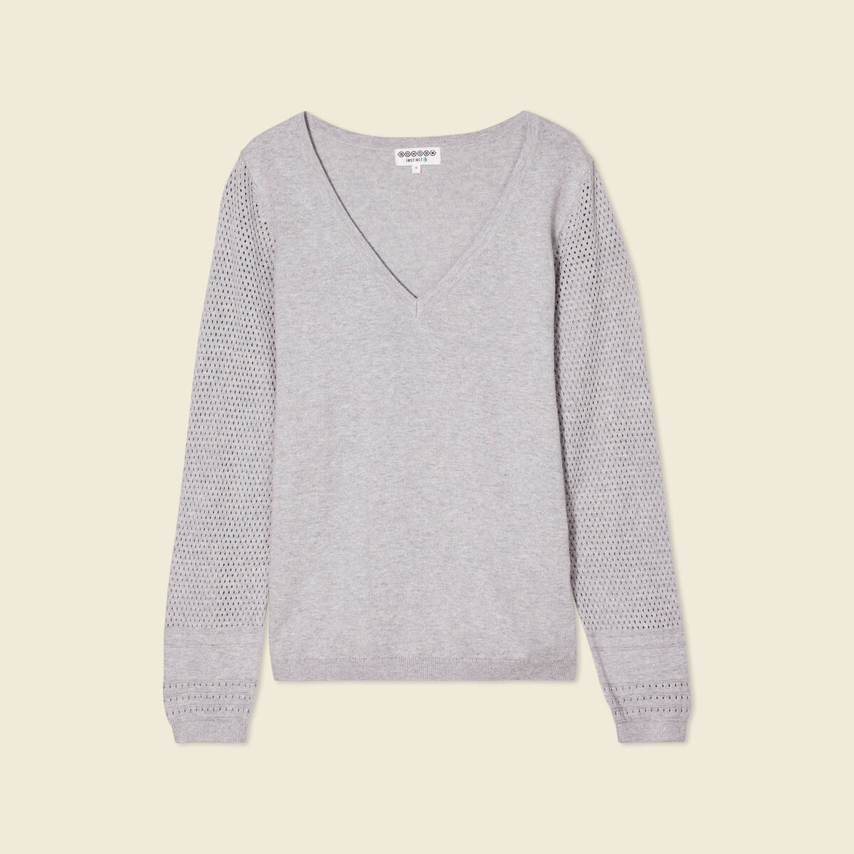 Pull à manches longues gris clair femme