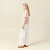 Blouse manches courtes nouée marron clair femme