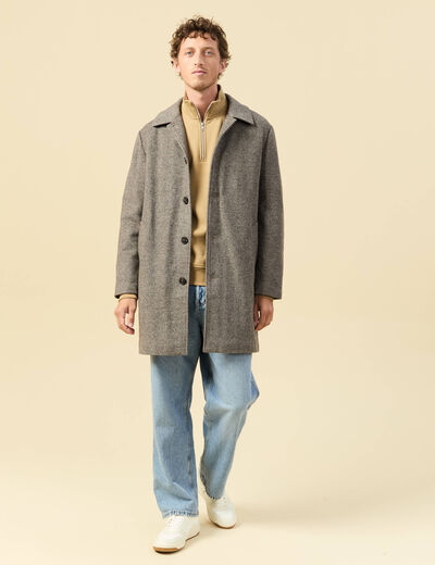 Manteau droit long col classique beige homme