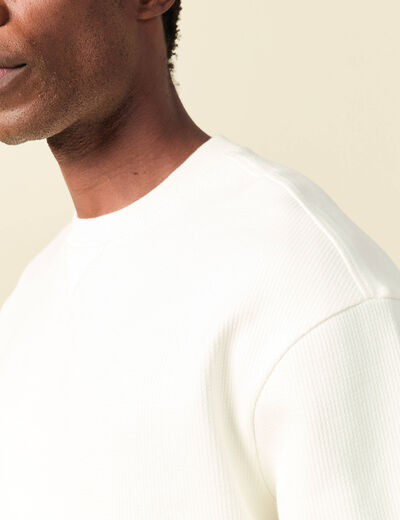 Sweat manches longues col rond ecru homme