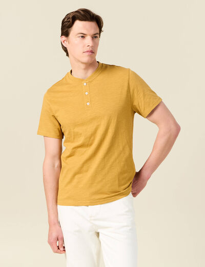 T-shirt éco-responsable jaune moutarde homme