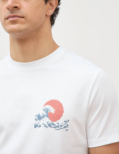 T-shirt droit en coton manches courtes blanc homme