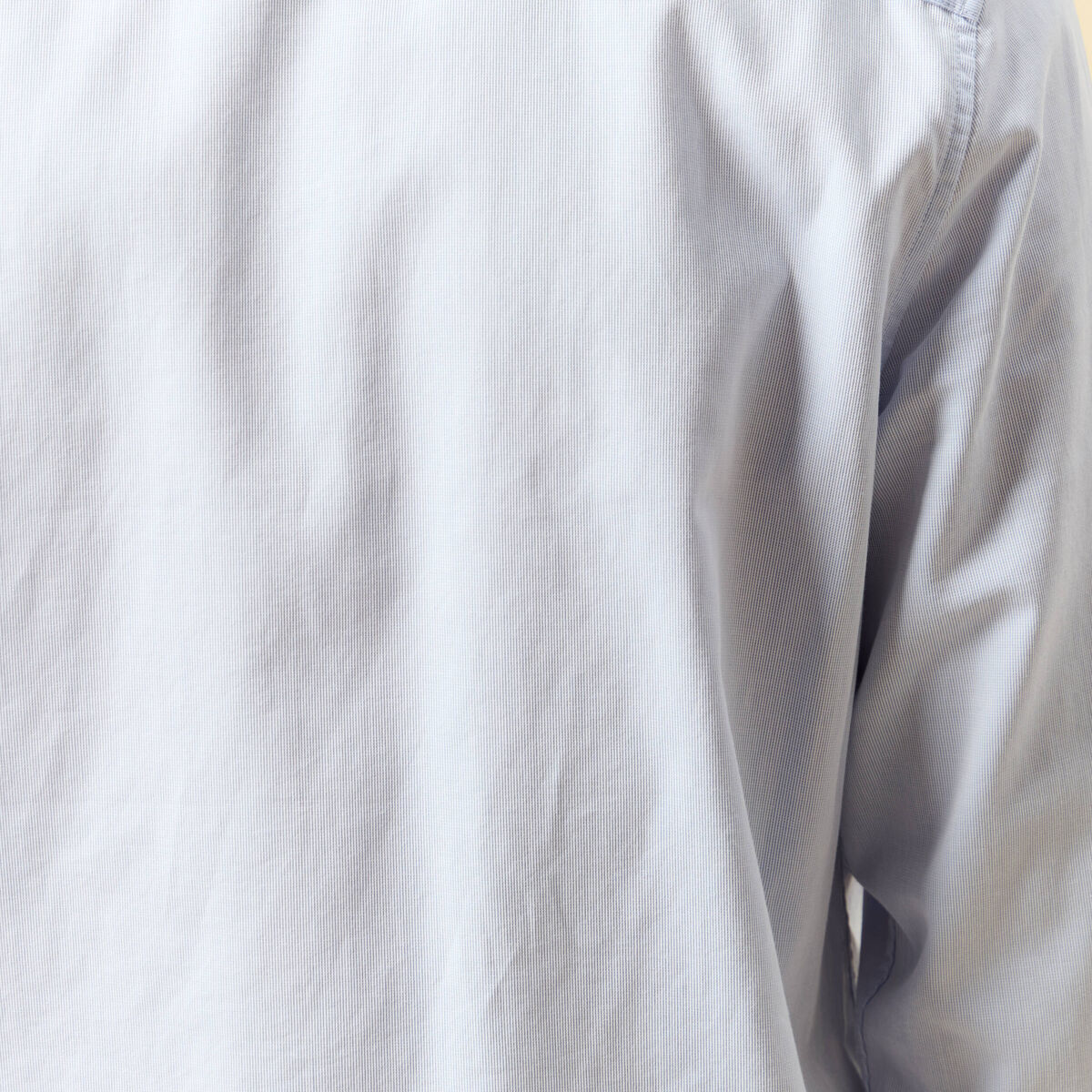 Chemise droite courte col italien bleu ciel homme
