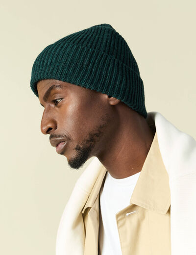 Bonnet vert fonc&eacute; homme