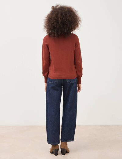 Pull manches longues marron cognac femme
