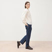 Blouse col mao manches longues en coton ecru femme